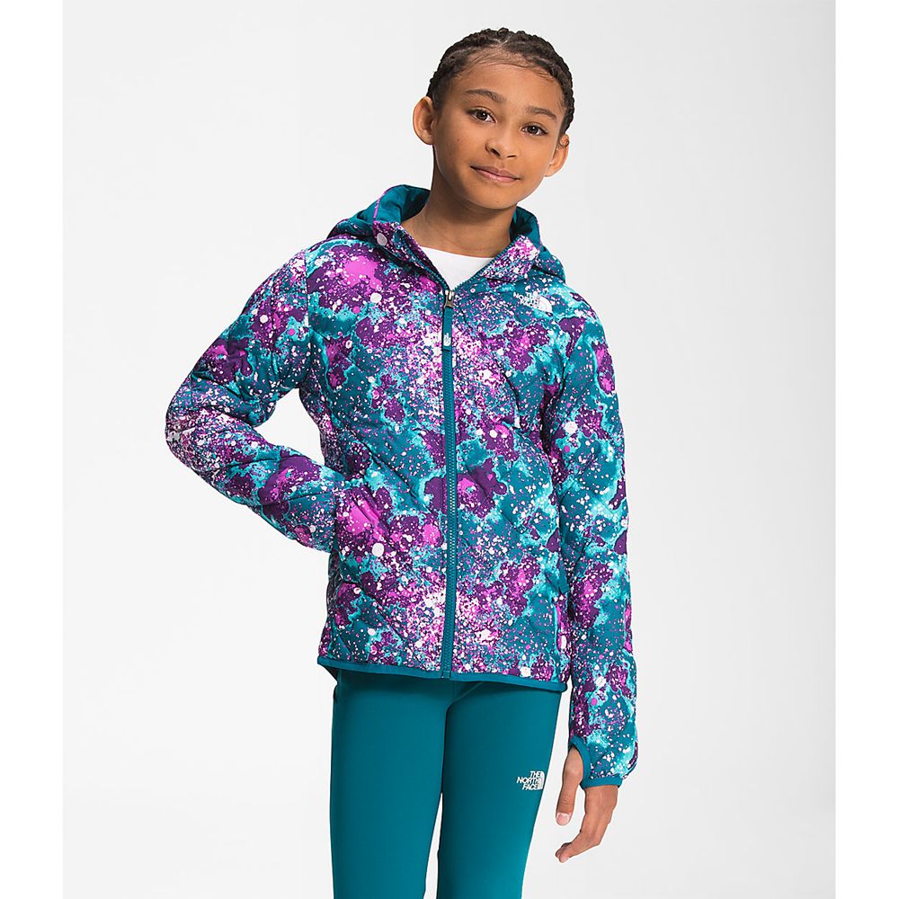 The North Face Hoodie Girls Australia - The North Face Printed Thermoball™ Eco Blue / Dark Camo Prin